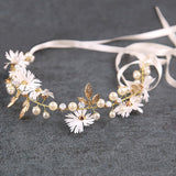 Fashion Pearl Flower Headband Bridal Wedding Crown Hair Accessories Women Party HairBand Tiara Crystal Headpiece Hair Jewelry