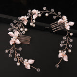 Maytrends Pearl Leaf Comb Headband Hair Accessories For Women Tiara Headband Wedding Accessories Headband on the head