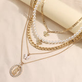 Maytrends Flatfoosie Trendy Crystal Snake Angel Pearl Choker Necklace For Women Multilayer Golden Heart Metal Chain Necklace Boho Jewelry