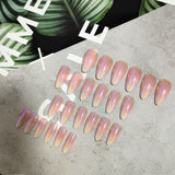 Maytrends 24pcs Aurora Stiletto False Nail Tips Glitter Gradient Color Fake Nails Wearable Full Cover Pointed Head Acrylic Nail Tips