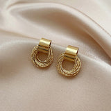 New Classic Copper Alloy Smooth Metal Hoop Earrings For Woman Fashion Korean Jewelry Temperament Girl's Daily Wear earrings