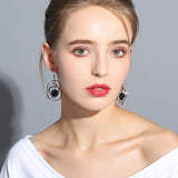 Korean New Fashion Rhinestone Hoop Earrings Shine Crystal Hollow Gold Color Round Circle Earring For Women Wedding Jewelry Gift