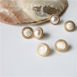 New Vintage Round Marble Opal Stone Big Stud Earrings For Women Fashion Temperament Simulated Pearl earrings