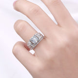 Princess Cut Cubic Zirconia Crystal Ring for Women Wedding Engagement Rings Full Bling Iced Out Gift Fashion Jewelry