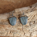 Lovely Dainty Gray Blue Stone Earrings for Women Party New Creative Shell Resin Antique Silver Color Drop Earrings Gift