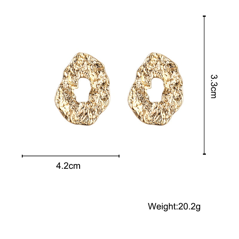 Maytrends New Geometric Irregular Drop Earrings for Women Unique Design Exaggerated Gold Color Hollow Metal Earrings Oorbellen