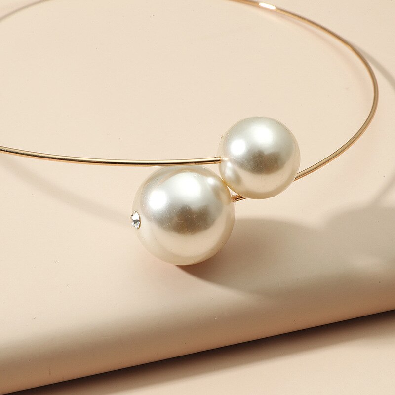 New  Bohemian Pearl Necklace Accessories Opening Fashion Simple Diamond Metal  Necklace For Women Party Jewelry Gifts