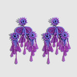 Maytrends Handmade Big Tassel Drop Earrings For Women Bohemian Vinatge Colorful Beaded Fringed Statement Dangle Earring Jewelry