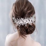 Maytrends Flower Headband Wedding Hair Accessories Rhinestone Flower Bridal Tiara Headband Hair Comb Hairpins Wedding Hair Jewelry