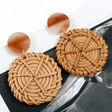 Maytrends Multiple 27 Style Korea Handmade Wooden Straw Weave Rattan Vine Braid Drop Earrings New Fashion Geometric Long Earrings