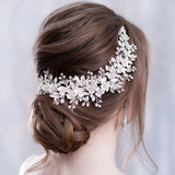 Maytrends Flower Headband Wedding Hair Accessories Rhinestone Flower Bridal Tiara Headband Hair Comb Hairpins Wedding Hair Jewelry