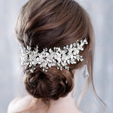 Maytrends Flower Headband Wedding Hair Accessories Rhinestone Flower Bridal Tiara Headband Hair Comb Hairpins Wedding Hair Jewelry