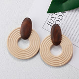 Maytrends Multiple 27 Style Korea Handmade Wooden Straw Weave Rattan Vine Braid Drop Earrings New Fashion Geometric Long Earrings