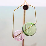 Maytrends Original Design Dreamlike INS Brief Brass Double Glass Balls Square Hoop Earrings For Women Chic Bubble Korean Earrings