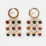 Maytrends Fashion ZA Dangle Earrings For Women Good Quality Jewelry Crystal Vintage Wedding Party Long Drop Earring Wholesale