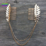 Maytrends Summer Style Bohemia Leaves Head Crown  Chain And Leaves Hair Comb Wedding Hair Accessories Bijoux