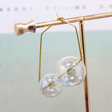 Maytrends Original Design Dreamlike INS Brief Brass Double Glass Balls Square Hoop Earrings For Women Chic Bubble Korean Earrings