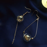 Maytrends Unique Copper Wire Glass Ball Asymmetric Dangle Earrings For Women Original Handmade Brass Vintage Drop Long Earrings