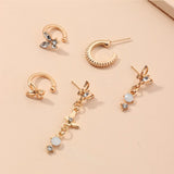 Temperament Butterfly Diamond Pendant  Earrings For Woman Korean Jewelry A Set Of Five Personality No Pierced Ear Clips Jewelry