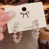 Korea New White Imitation Pearls Round Stud Earrings for Woman Luxury Cz Crystal Statement Earrings Female Jewelry Gifts