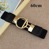 Maytrends Fashion Wide Waist Seal Belts Elastic Band Big Gold Buckle Belt Ladies Decoration Coat Sweater Belt Girdle Cummerbunds Gift