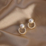 New Korean Design Trendy Sweet Cute Pearl Stud Earrings For Women Fashion Chic Big Elegant Earring Party Jewelry