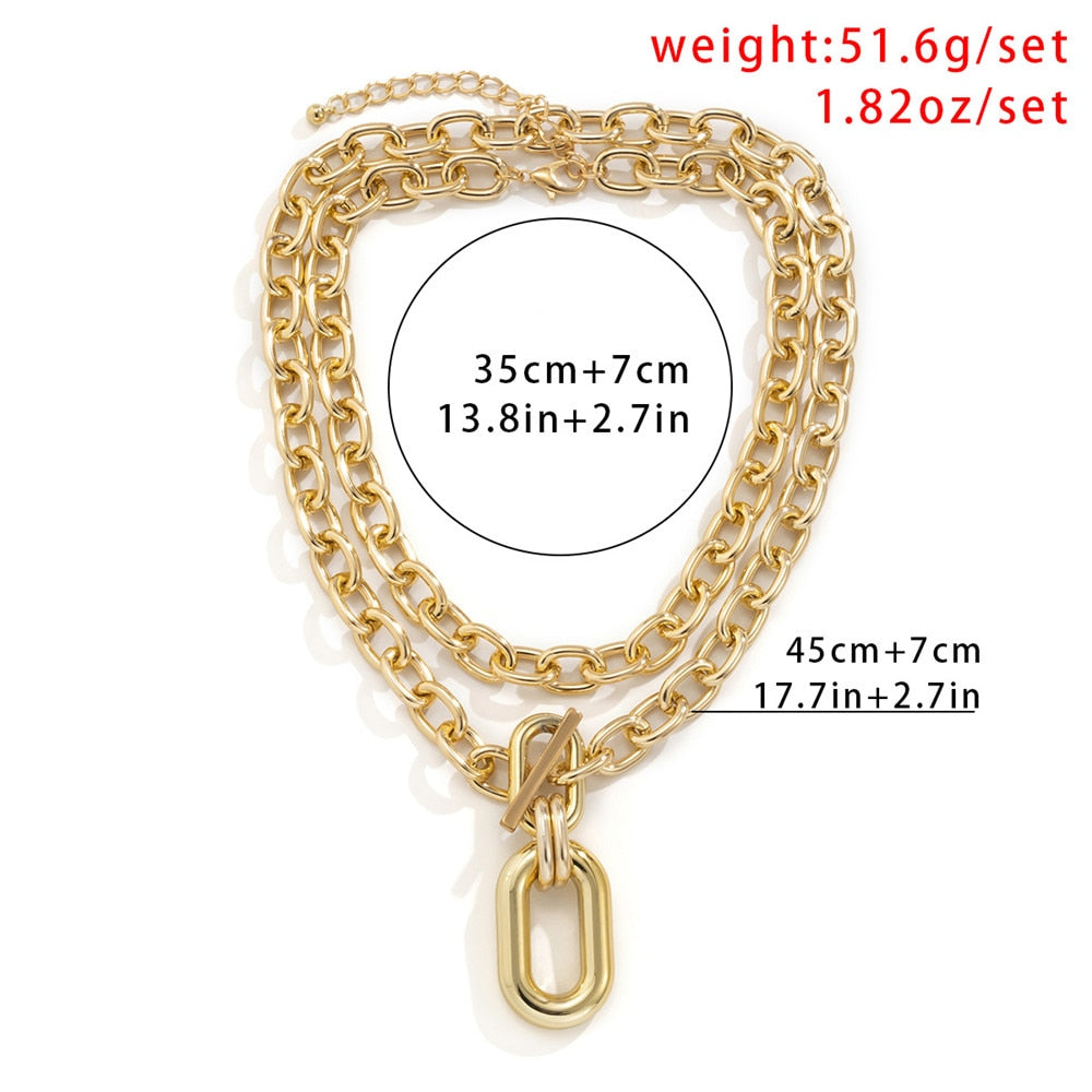Maytrends Exaggerated CCB Big Choker Necklace for Women Girl Hiphop Chunky Chain OT Buckle Necklace on the Neck Party Jewelry Gift