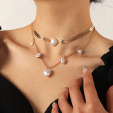 Elegant Big White Imitation Pearl Choker Necklace  Clavicle Chain Fashion Necklace For Women Wedding Jewelry Collar New