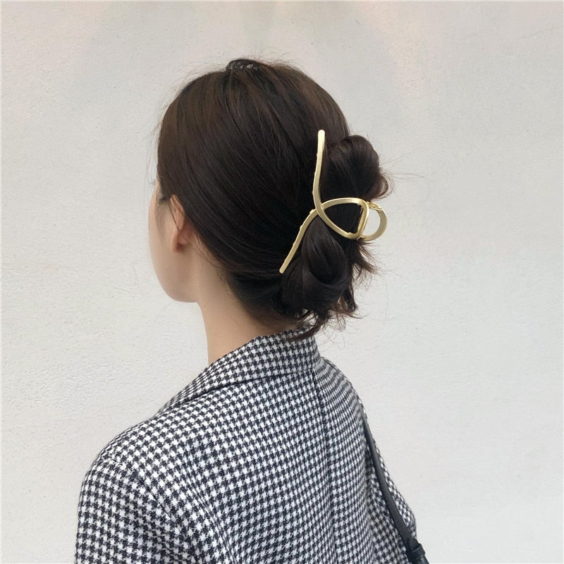 Women Fashtail Large Barrettes Pearl Hairclips Metal Hair Clips For Women Golden Hairpins Long Hair Clamp Clips Hair Accessories