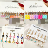 Maytrends Colorful Butterfly Evil Eye Beads Drop Earrings Set For Women Cute Resin Gummy Bear Dangle Earrings Trendy Jewelry