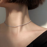 Maytrends Trend Sparkling Silver Color Choker Necklace for Women Elegant Clavicle Chain Necklace Party Wedding Collar Jewelry Gifts