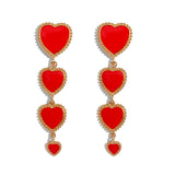 Maytrends Fashion White Red Heart Long Drop Earrings For Women Charm Lady's Street Style Statement Earrings Jewelry Accessories