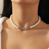 Elegant Big White Imitation Pearl Choker Necklace  Clavicle Chain Fashion Necklace For Women Wedding Jewelry Collar New