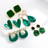 Maytrends New Korean Statement Earrings for Women Green Acrylic Round Square Geometric Dangle Drop Earring Brincos Fashion