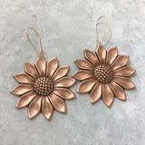 Retro Ethnic Sunflower Metal Drop Earrings Female Tribal Jewelry Antique Bronze Gold Silver Color Chrysanthemum Earring