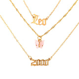 Maytrends New Multi Layer Butterfly Dragon Charms Crystal Necklaces For Women Punk Golden Angel Letter Clavicle Chain Hiphop Gifts Jewelry