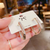 New Design Irregular U-shaped Gold Color Hoop Earrings For Woman Korean Crystal Fashion Jewelry Unusual Accessories Girls