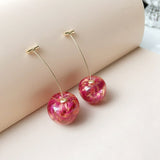 1Pair  Summer Cute Fruit Earrings Japan Chic Cherry Dry Flower Long Dangle Drop Earring Party Jewelry Gifts