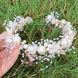 Fashion Pearl Flower Headband Bridal Wedding Crown Hair Accessories Women Party HairBand Tiara Crystal Headpiece Hair Jewelry