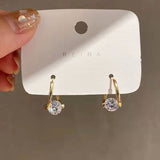 Personality Punk Rhinestone Safety Pin Stud Earrings Crystal Paper Clip Geometric Earrings for Women Accessories Jewelry