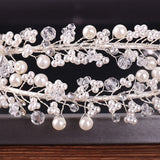 White Pearl Bridal Hairbands Tiaras Wedding Crown Headband For Bride Hair Jewelry Pearl Wedding Hair Accessories Headwear