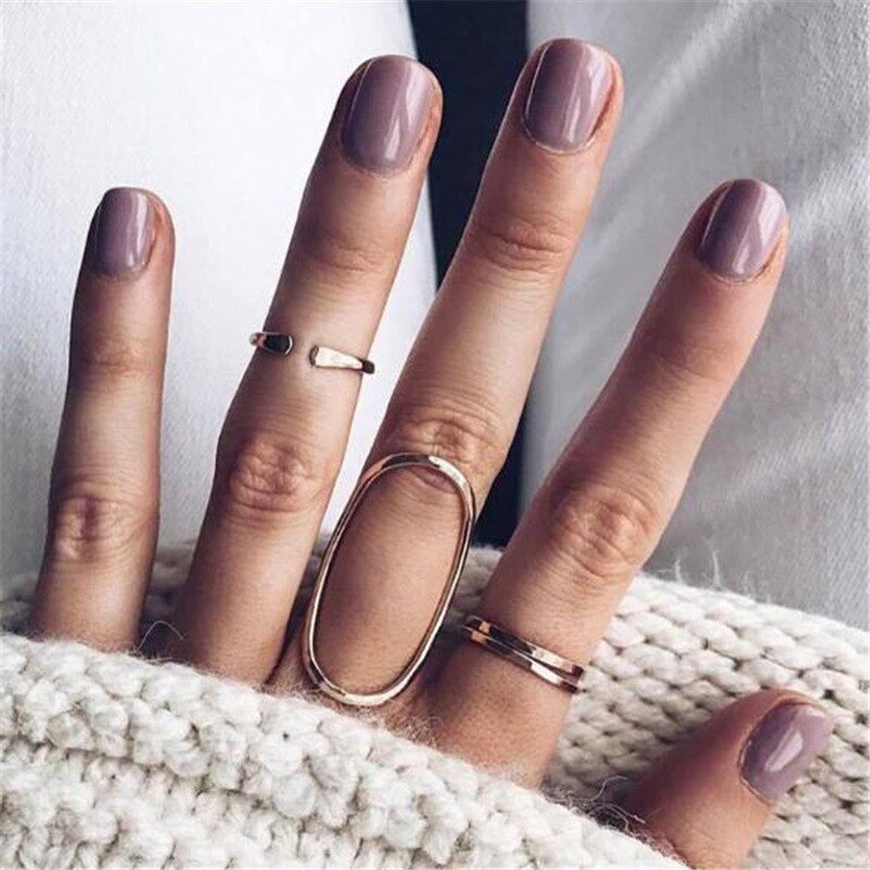 Original Design Gold Color Round Hollow Geometric Rings Set For Women Fashion Cross Twist Open Ring Joint Ring Female Jewelry