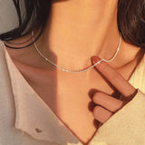 Maytrends Popular Silver Color Sparkling Clavicle Chain Choker Necklace Collar For Women Fine Jewelry Wedding Party Birthday Gift