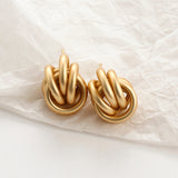 Maytrends New Matte Gold Color Earrings for Women Multiple Trendy Round Geometric Twist Drop Earring Fashion Statement Jewelry