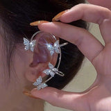 New Non-Piercing Crystal Leaves Ear Clips Leaf Ear Cuff For Women Fashion Gold Silver Color Cubic Zirconia Clip Earrings Jewelry