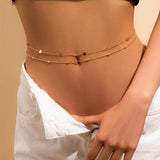 Maytrends Sexy Vintage Aesthetic Belly Chain Thin Beads Link Body Chain Waist Chain Belt Y2K Streetwear Summer Women Fashion Body Jewelry