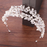 White Pearl Bridal Hairbands Tiaras Wedding Crown Headband For Bride Hair Jewelry Pearl Wedding Hair Accessories Headwear