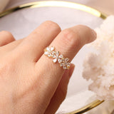 Korean new design fashion jewelry exquisite copper inlaid zircon flower opening simple female index finger ring