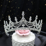 Maytrends Baroque Luxury Geometric Crystal Bridal Tiaras Crown Big Rhinestone Pageant Prom Diadem Bride Headbands Wedding Hair Accessories