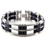 Maytrends Men Stainless Steel Link Chain Bracelets & Bangles Men's Cuff  Wristband Biker Motorcycle Black Silicone Bracelet